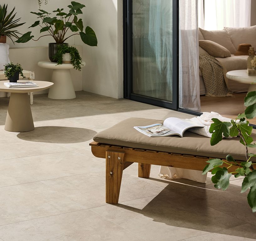 Dalle carrelage 20mm POMPEI BEIGE , aspect pierre 60x60cm, dim 60.00 x 60.00 cm
