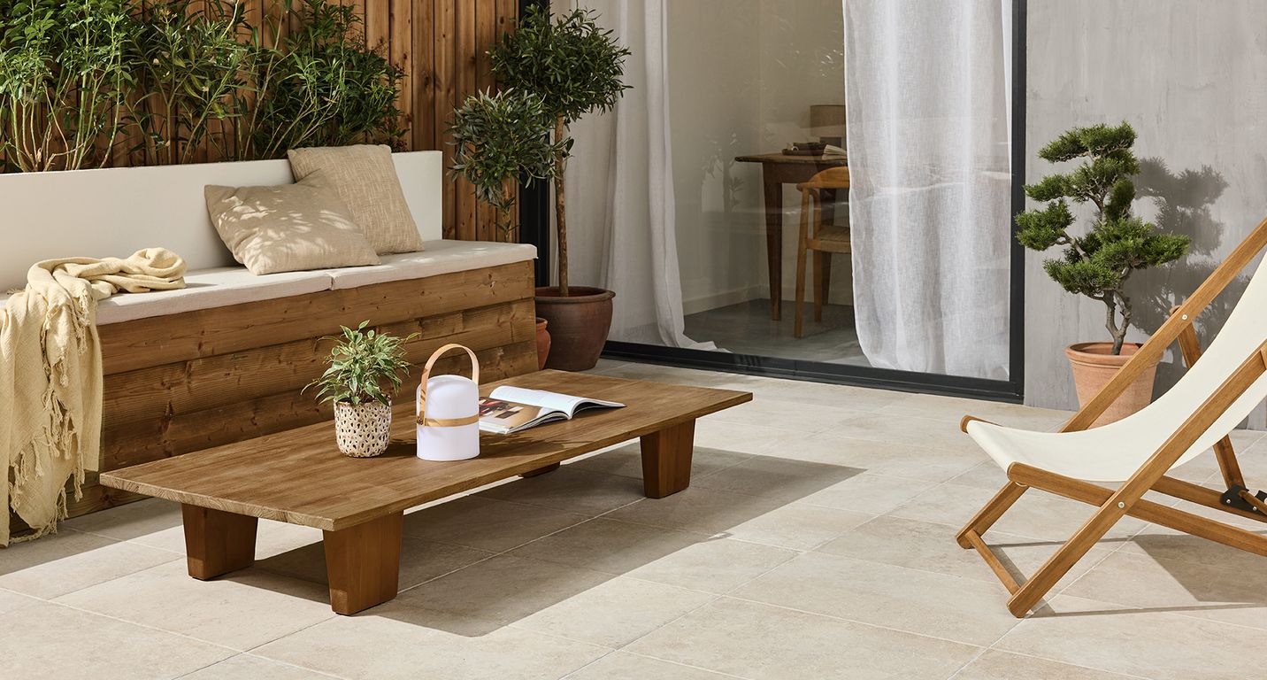 Carrelage VEZELAY GRIP SABLE, aspect travertin 40x60cm, dim 40.00 x 60.00 cm