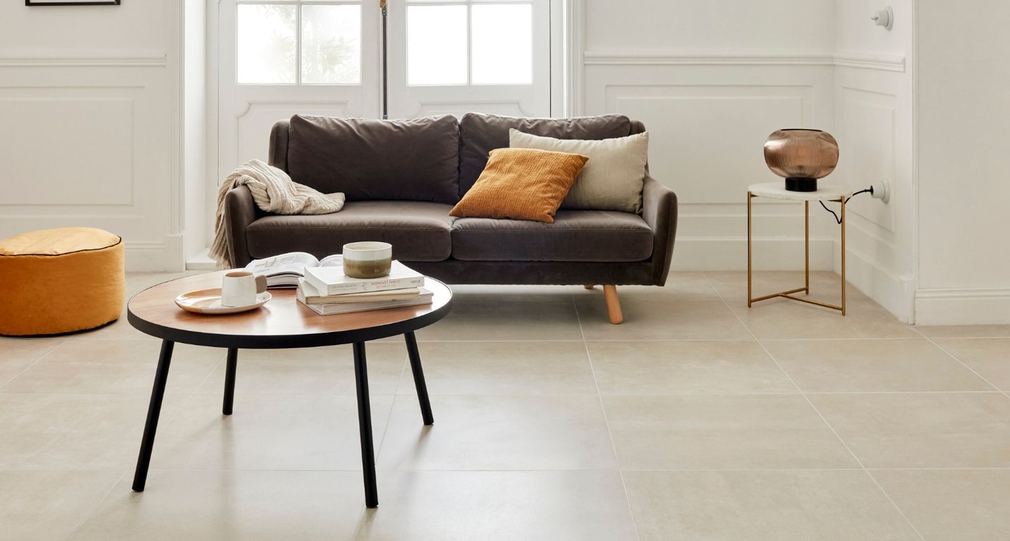 Carrelage AURORE beige, aspect béton 60x60cm, dim 61.00 x 61.00 cm