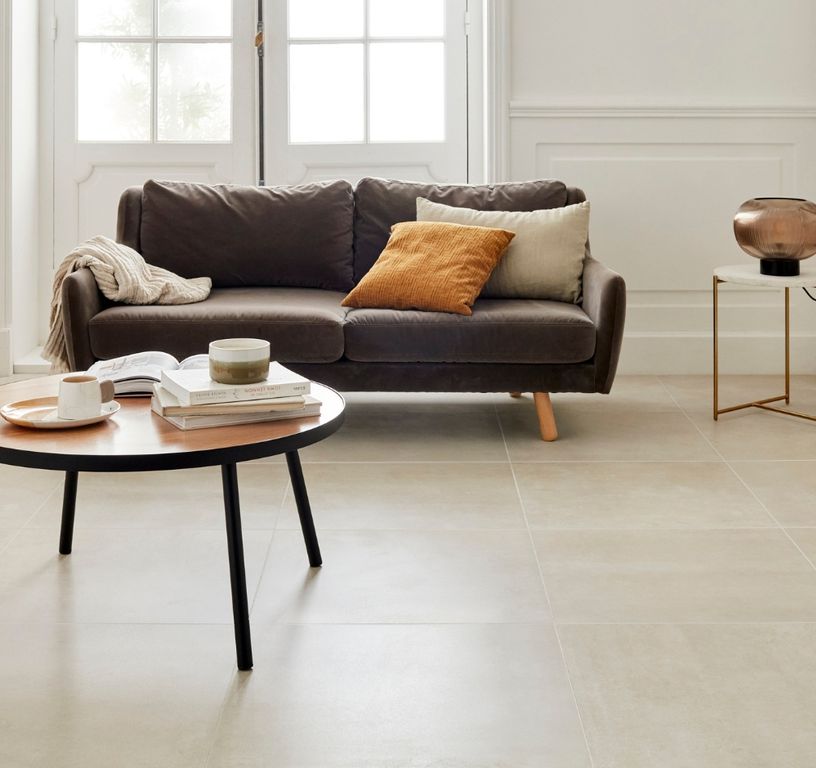 Carrelage AURORE beige, aspect béton 60x60cm, dim 61.00 x 61.00 cm