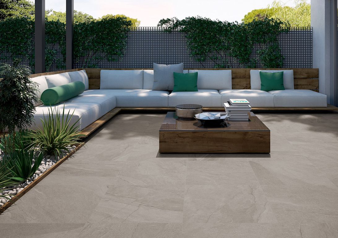 Dalle carrelage 20mm HALLEY 20mm beige, aspect pierre 60x60cm, dim 61.00 x 61.00 cm