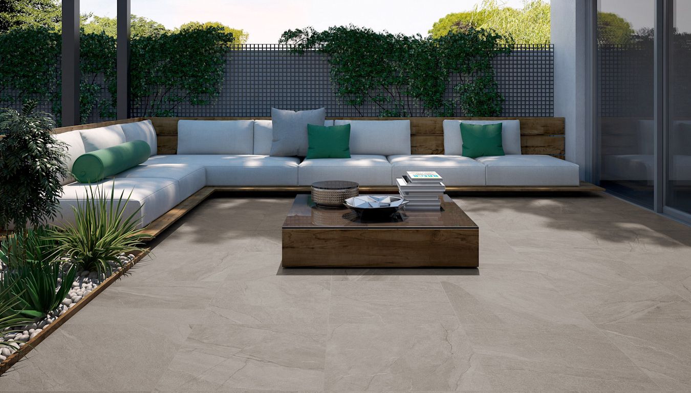 Dalle carrelage 20mm HALLEY 20mm beige, aspect pierre 60x60cm, dim 61.00 x 61.00 cm