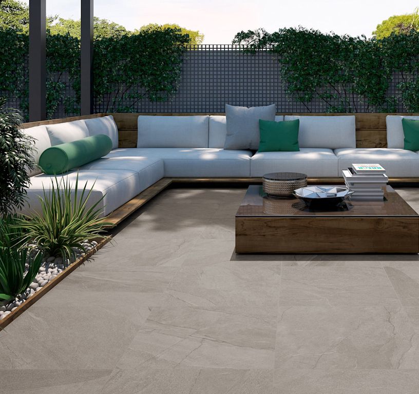 Dalle carrelage 20mm HALLEY 20mm beige, aspect pierre 60x60cm, dim 61.00 x 61.00 cm