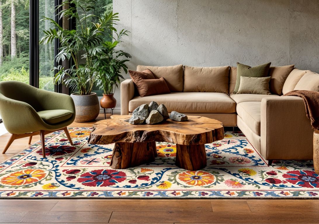 Tapis SUZANI Louis De Poortere, oriental classique Olive wood