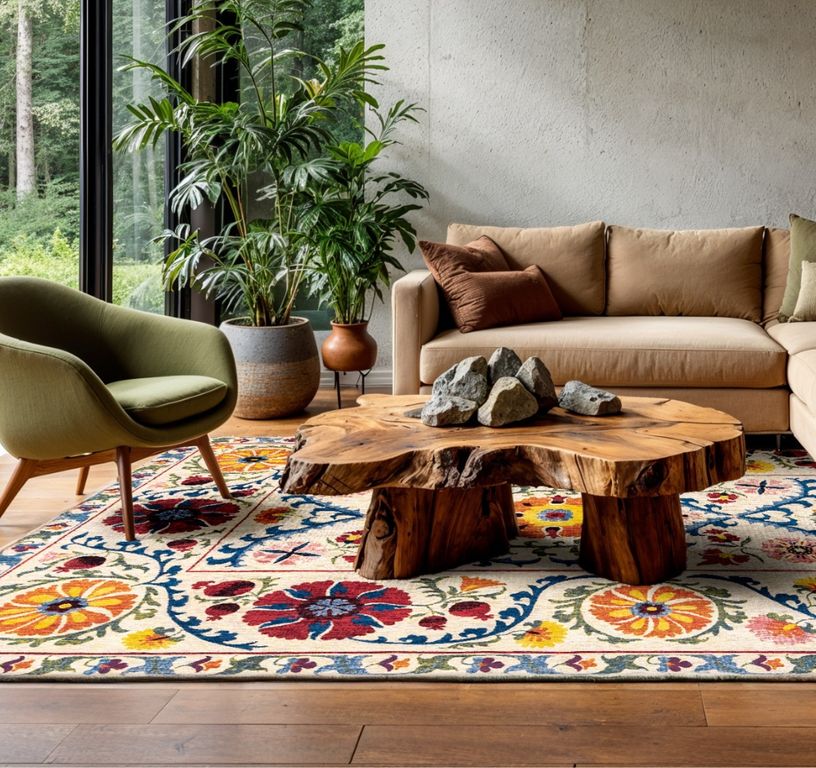 Tapis SUZANI Louis De Poortere, oriental classique Olive wood