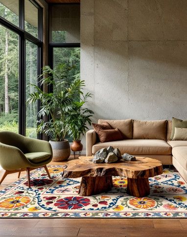 Tapis SUZANI , oriental classiqueOlive wood