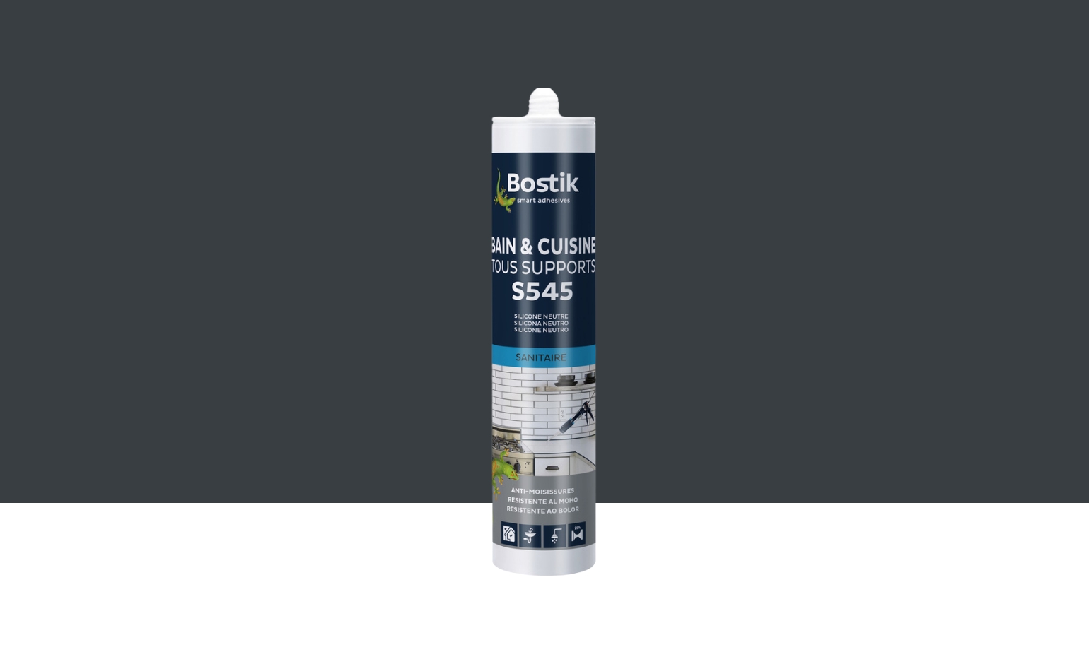 Joint silicone Bostik S545 BAIN CUISINE TOUS SUPPORTS gris anthracite, 300.00 ml