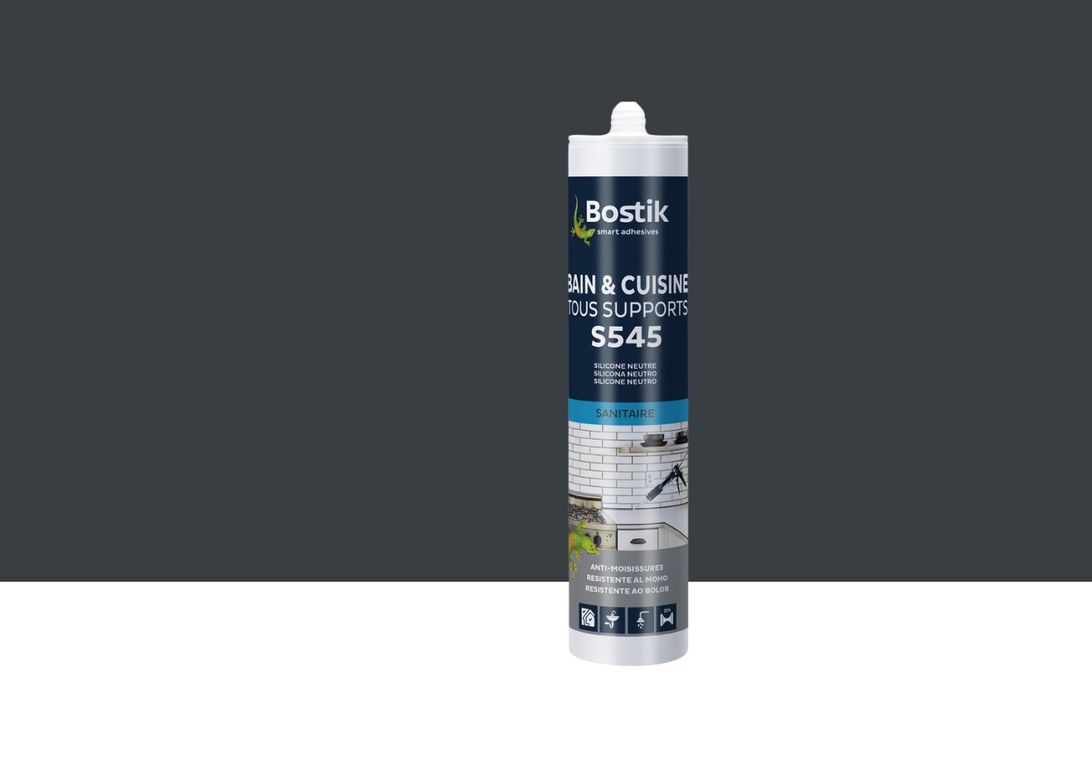Joint silicone Bostik S545 BAIN CUISINE TOUS SUPPORTS gris anthracite, 300.00 ml