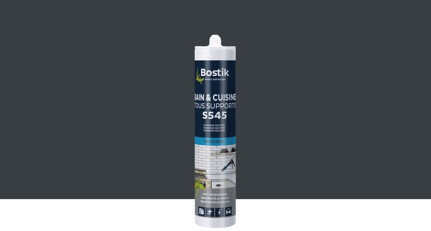 Joint silicone Bostik S545 BAIN CUISINE TOUS SUPPORTS gris anthracite, 300.00 ml