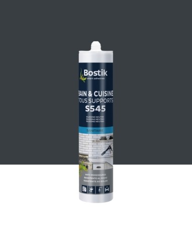 Joint silicone Bostik S545 BAIN CUISINE TOUS SUPPORTS gris anthracite, 300.00 ml