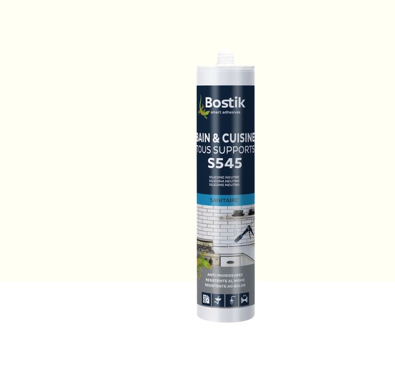 Joint silicone Bostik S545 BAIN CUISINE TOUS SUPPORTS blanc, 300.00 ml