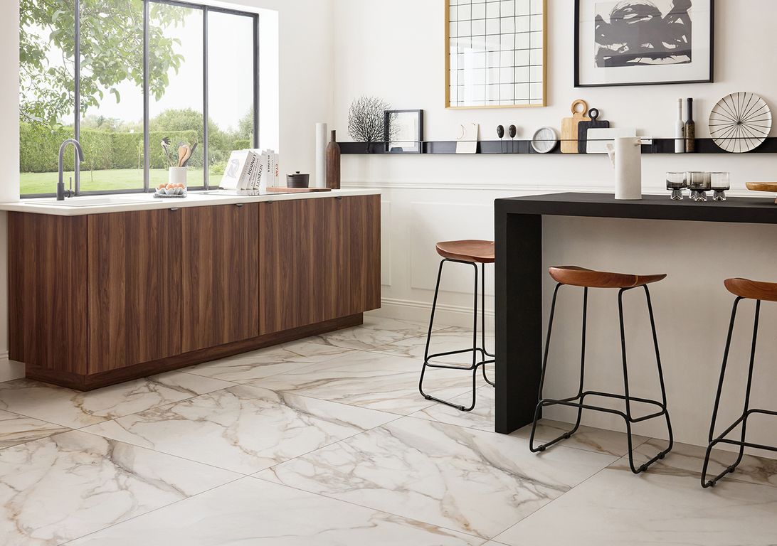 Carrelage MILANO beige 100x100, aspect marbre 100x100cm, dim 100.00 x 100.00 cm