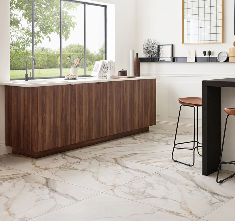 Carrelage MILANO beige 100x100, aspect marbre 100x100cm, dim 100.00 x 100.00 cm