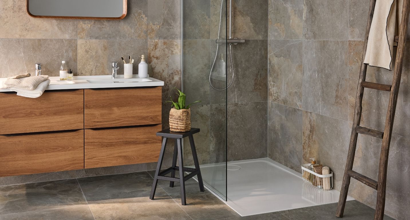 Carrelage ALERIA LIGHT  BEIGE, aspect pierre 60x60cm, dim 60.00 x 60.00 cm