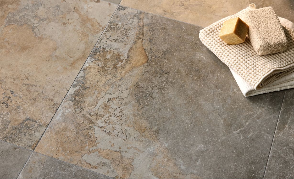 Carrelage ALERIA LIGHT  BEIGE, aspect marbre Gris, dim 60.00 x 60.00 cm