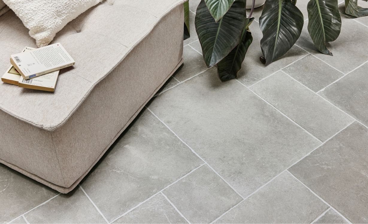 Carrelage MONASTERE PERLE GRIS, aspect pierre Gris, dim 45.00 x 65.00 cm