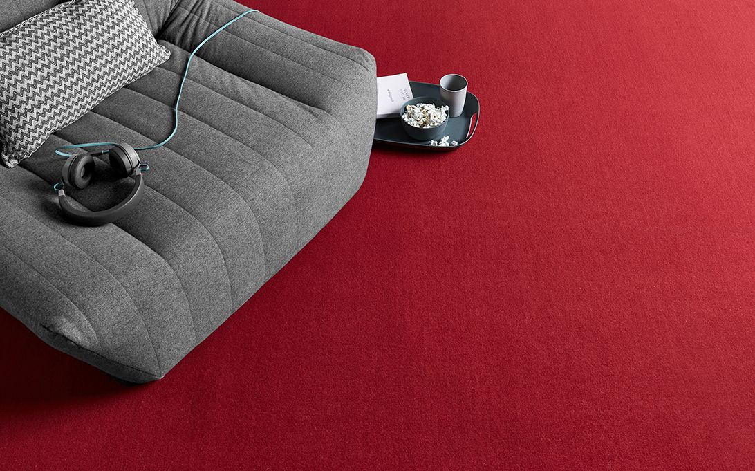 Moquette velours ROXANE, col Rouge carmin, rouleau 4.00 m