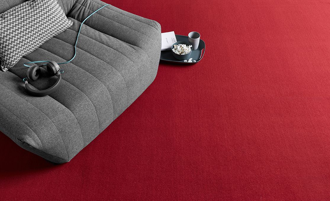 Moquette velours ROXANE, col Rouge carmin, rouleau 4.00 m