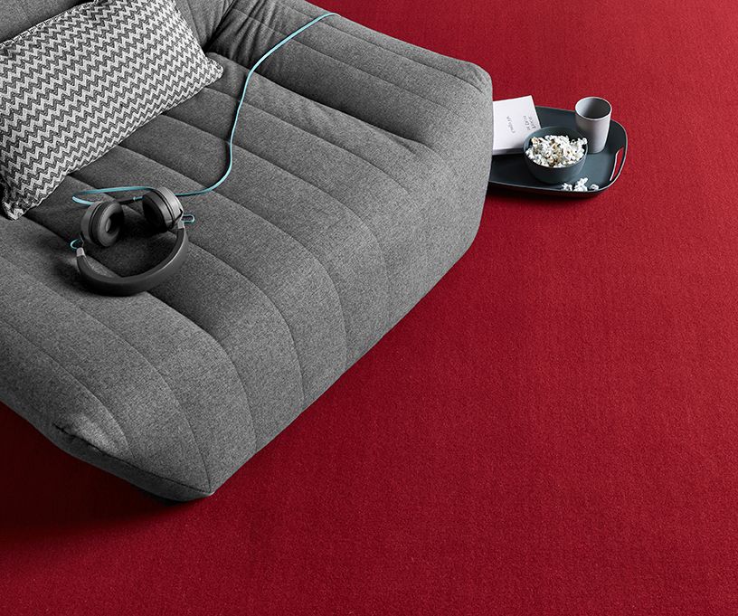 Moquette velours ROXANE, col Rouge carmin, rouleau 4.00 m