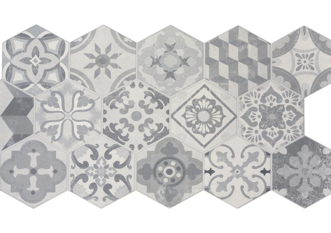 Carrelage ATALANTE, aspect carreau ciment gris, dim 45.00 x 90.00 cm