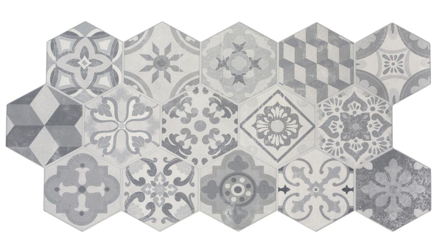 Carrelage ATALANTE, aspect carreau ciment gris, dim 45.00 x 90.00 cm