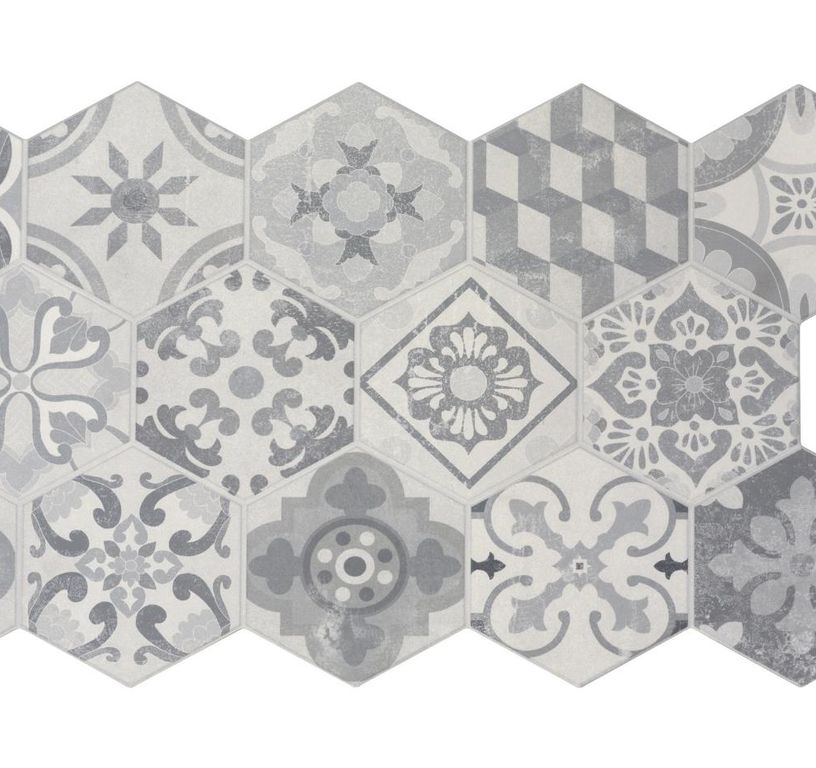 Carrelage ATALANTE, aspect carreau ciment gris, dim 45.00 x 90.00 cm