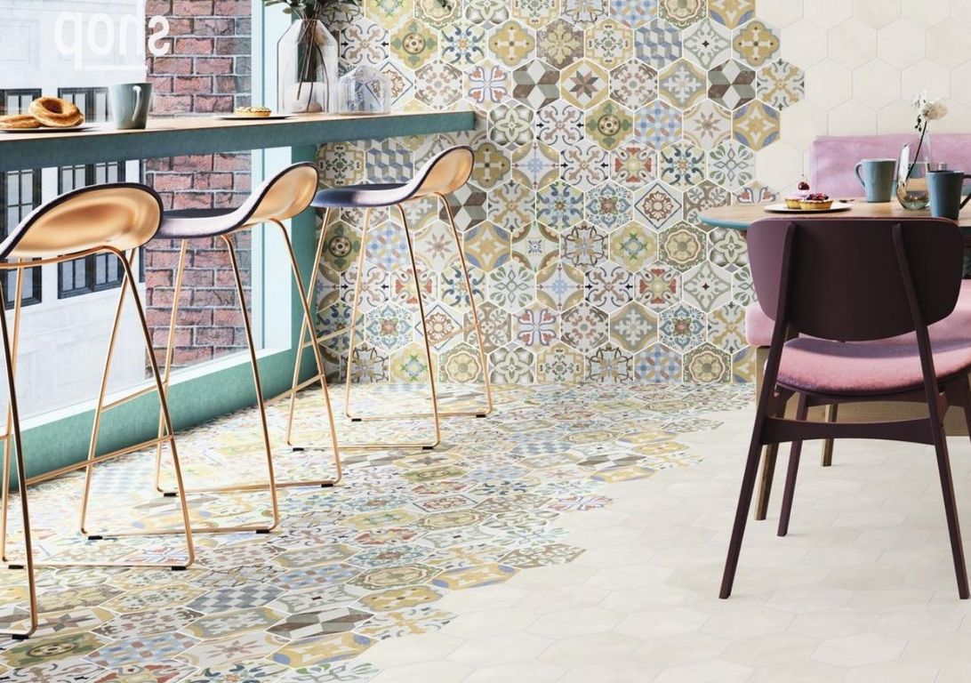 Carrelage ATALANTE, aspect carreau ciment multicolore, dim 45.00 x 90.00 cm