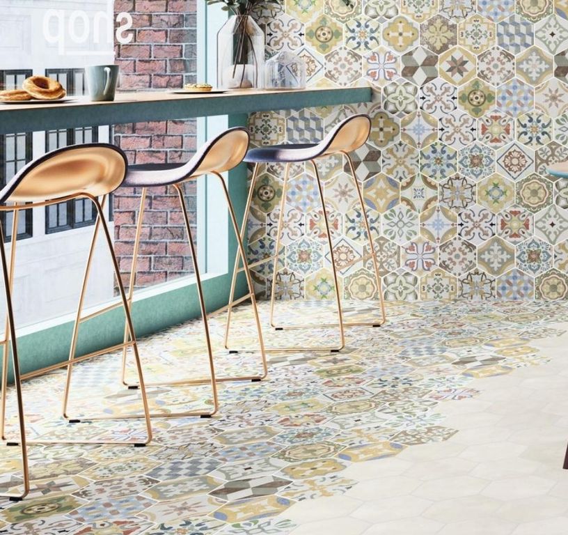 Carrelage ATALANTE, aspect carreau ciment multicolore, dim 45.00 x 90.00 cm