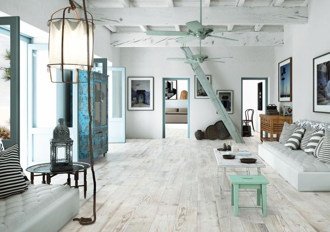 Carrelage CHALET, aspect bois blanc, dim 20.00 x 120.00 cm