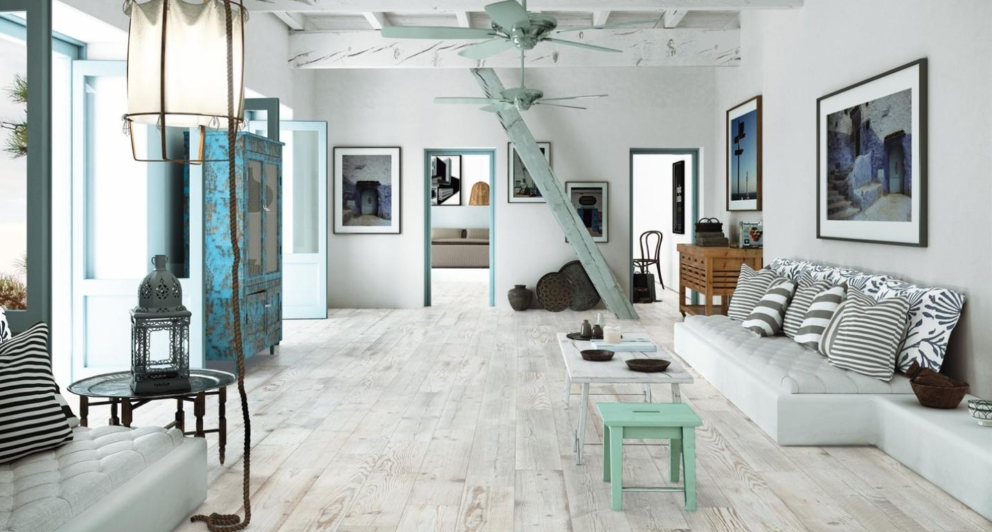 Carrelage CHALET, aspect bois blanc, dim 20.00 x 120.00 cm