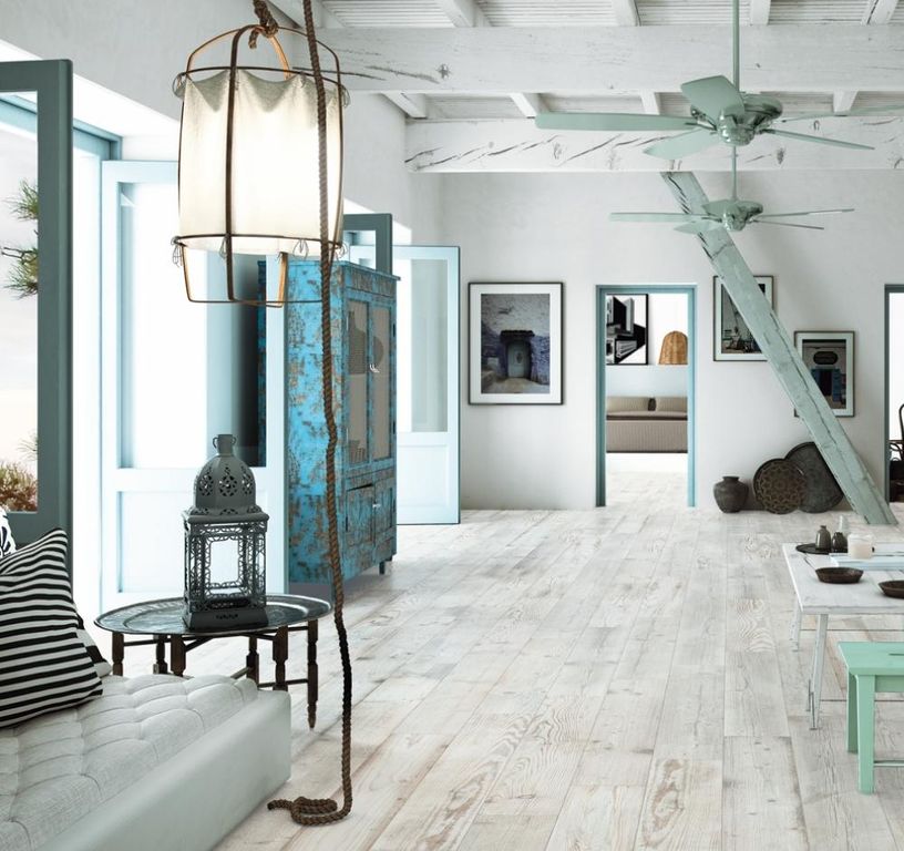 Carrelage CHALET, aspect bois blanc, dim 20.00 x 120.00 cm