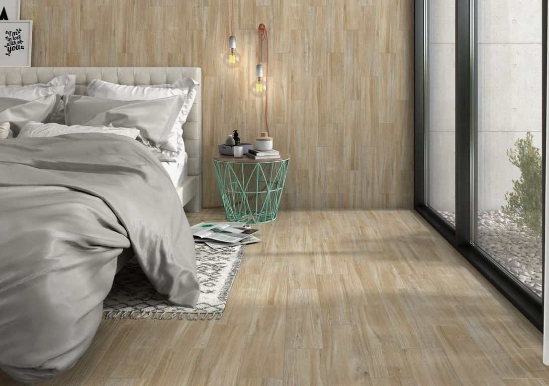 Carrelage CHICAGO, aspect bois beige, dim 15.00 x 60.00 cm