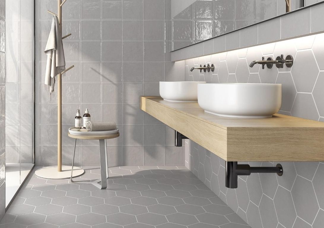 Carrelage OPACO, aspect carreau ciment gris, dim 19.80 x 22.80 cm