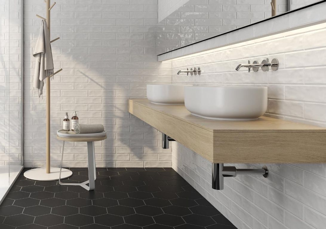 Carrelage OPACO, aspect carreau ciment noir, dim 19.80 x 22.80 cm