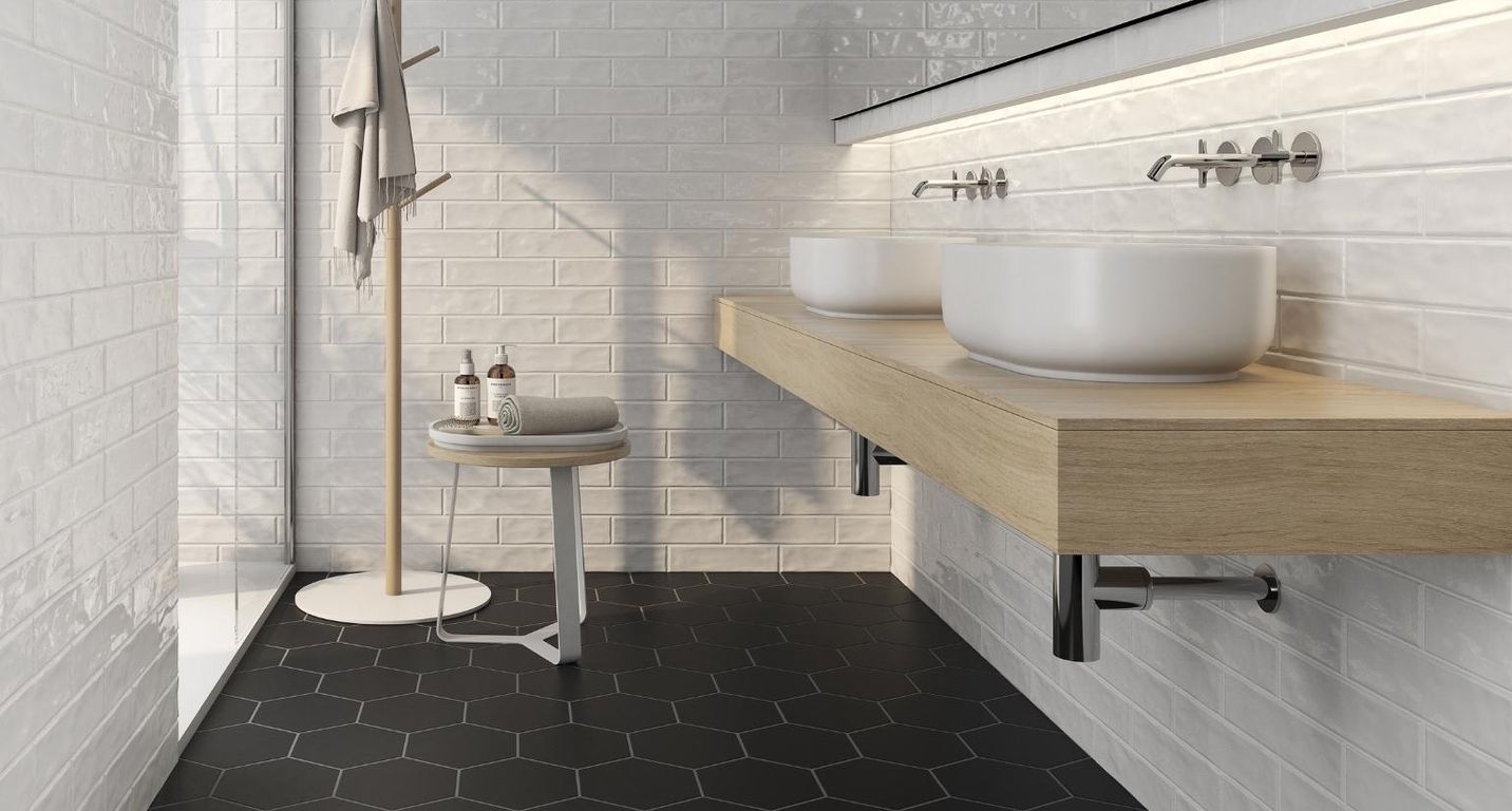 Carrelage OPACO, aspect carreau ciment noir, dim 19.80 x 22.80 cm