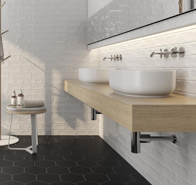 Carrelage OPACO, aspect carreau ciment noir, dim 19.80 x 22.80 cm