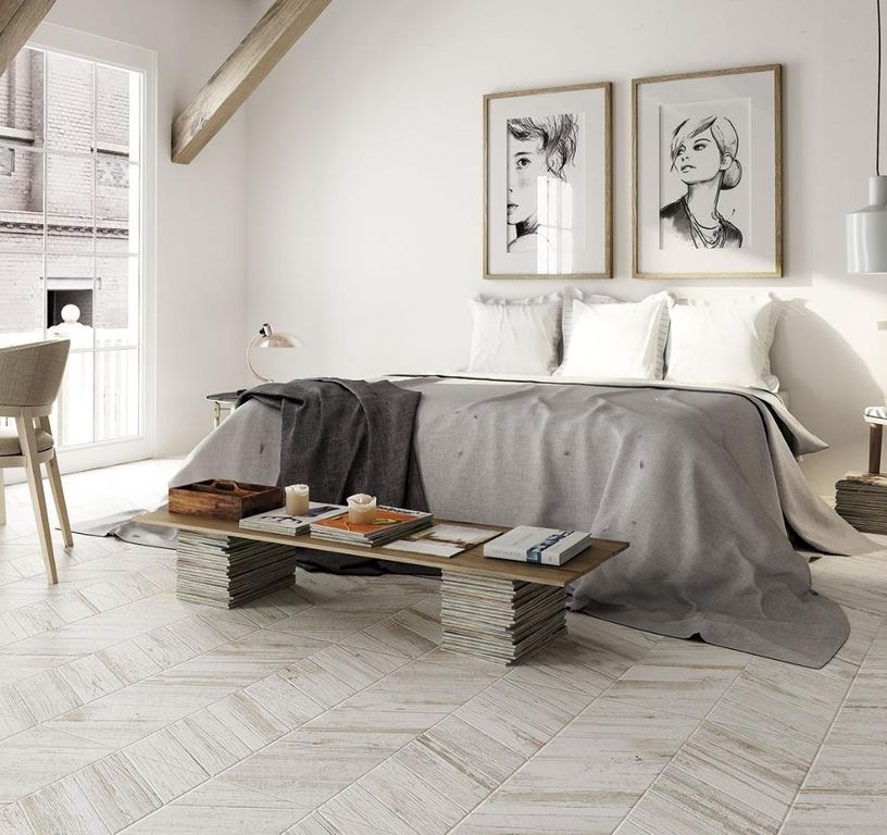 Carrelage POINT DE HONGRIE, aspect bois blanc, dim 45.00 x 90.00 cm