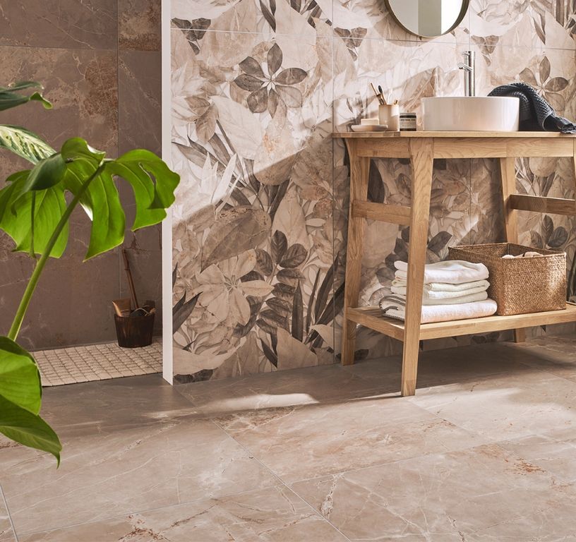 Carrelage RENAISSANCE, aspect marbre beige, dim 60.00 x 60.00 cm