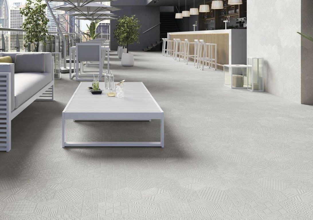 Carrelage SEVILLE, aspect carreau ciment gris, dim 45.00 x 90.00 cm