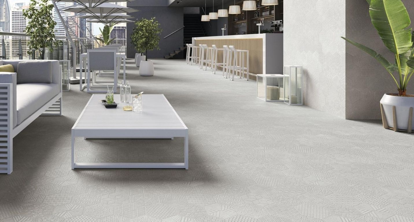 Carrelage SEVILLE, aspect carreau ciment gris, dim 45.00 x 90.00 cm