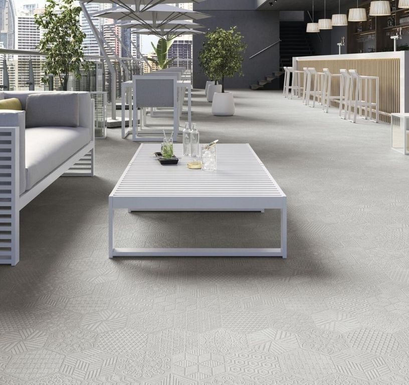 Carrelage SEVILLE, aspect carreau ciment gris, dim 45.00 x 90.00 cm