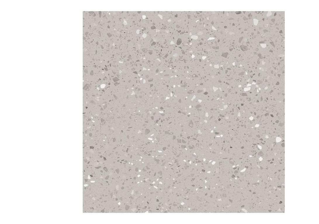 Carrelage GRANITO, aspect terrazzo gris, dim 60.00 x 60.00 cm