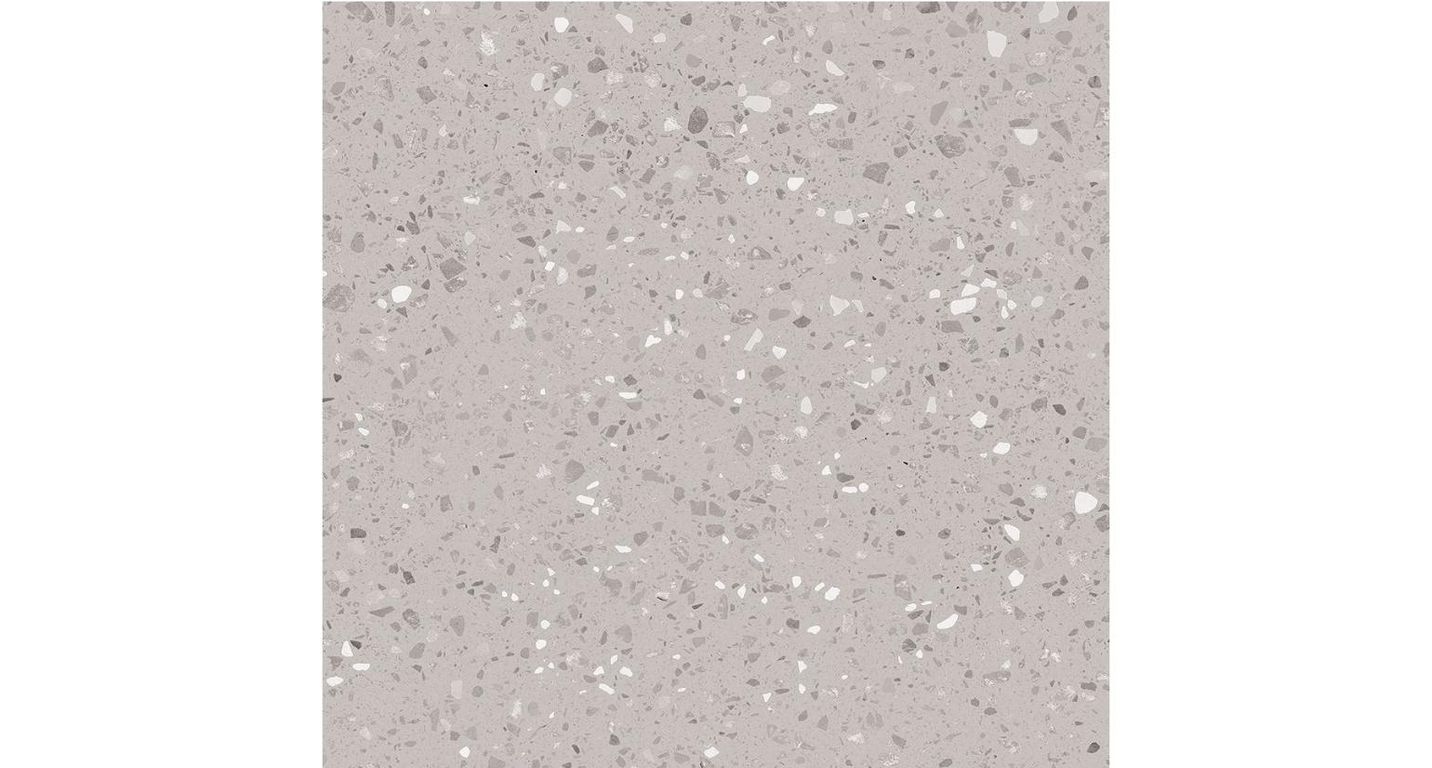Carrelage GRANITO, aspect terrazzo gris, dim 60.00 x 60.00 cm