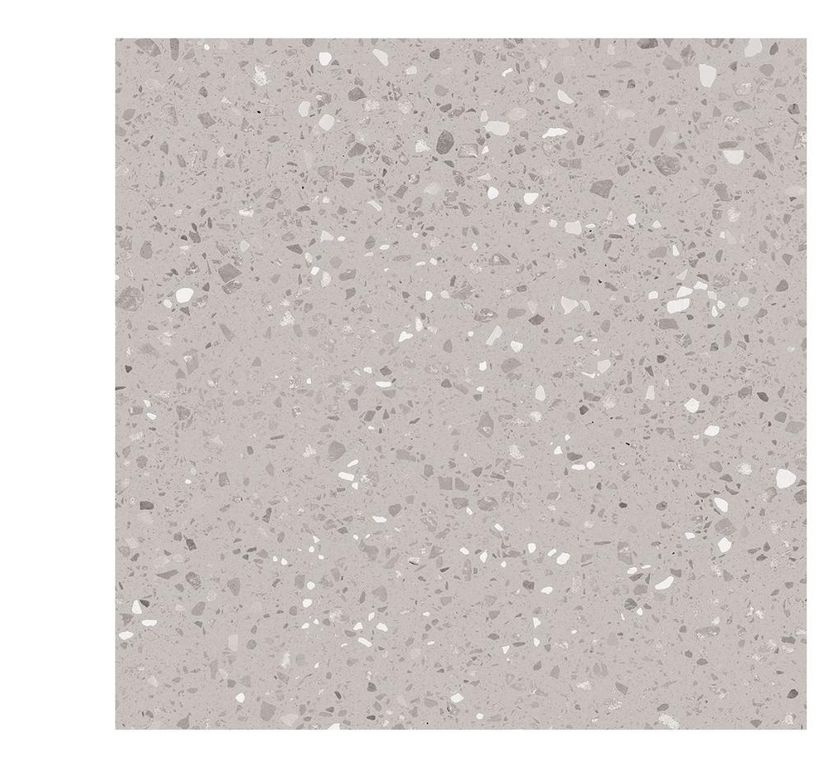 Carrelage GRANITO, aspect terrazzo gris, dim 60.00 x 60.00 cm