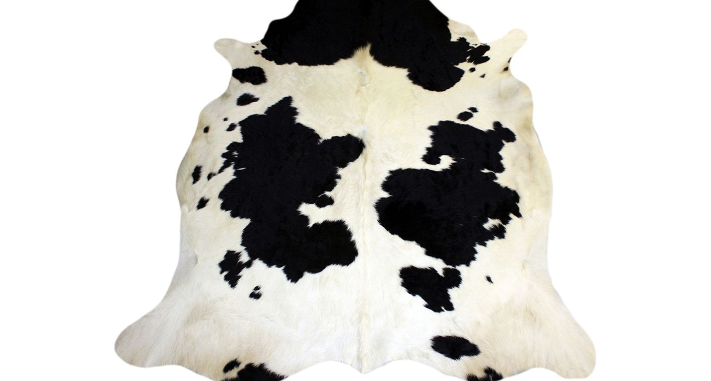 Tapis VACHE Maison Tergus, peau de bête  noir blan, dim 1.80 x 2.00 m