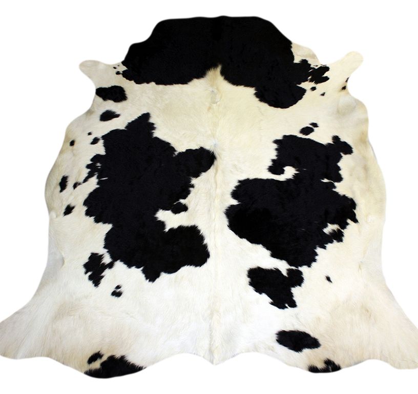 Tapis VACHE Maison Tergus, peau de bête  noir blan, dim 1.80 x 2.00 m
