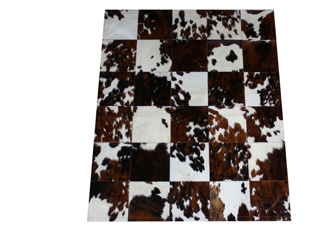 Tapis PEAU DE VACHE Maison Tergus, patchwork marron, blanc