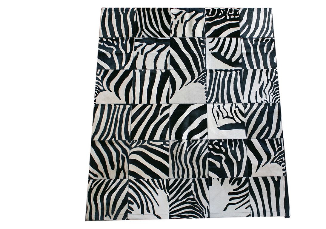Tapis PEAU DE VACHE Maison Tergus, patchwork noir et blanc