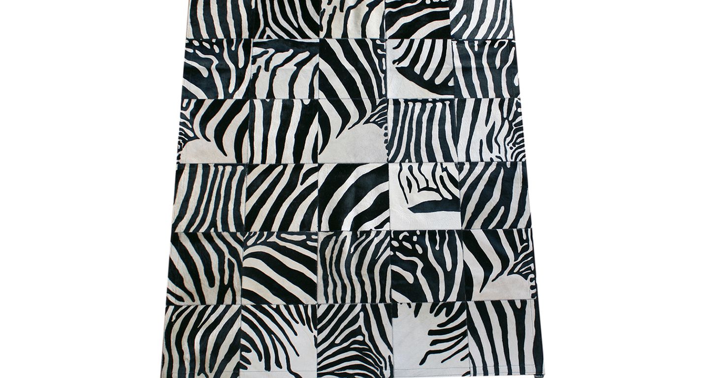 Tapis PEAU DE VACHE Maison Tergus, patchwork noir et blanc