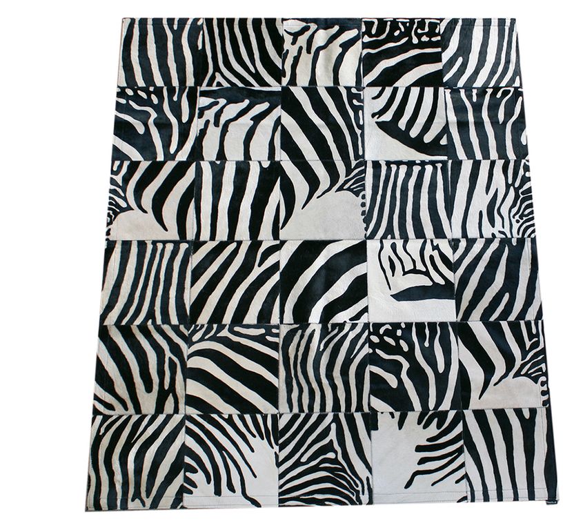 Tapis PEAU DE VACHE Maison Tergus, patchwork noir et blanc